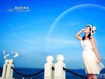 调出海景人物图片纯美的蓝色调