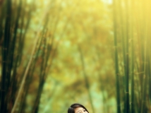 调出竹林婚片漂亮的古典黄绿色
