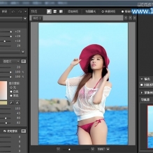PS调出夏季海边美女唯美蓝色调