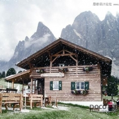 Photoshop给山间木屋添加冬季雪景效果