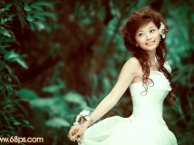 调出树林美女图片甜美的青褐色