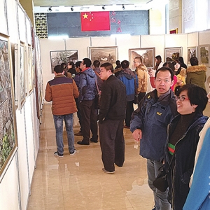 来宾：观美术摄影展 品桂中乡土文化